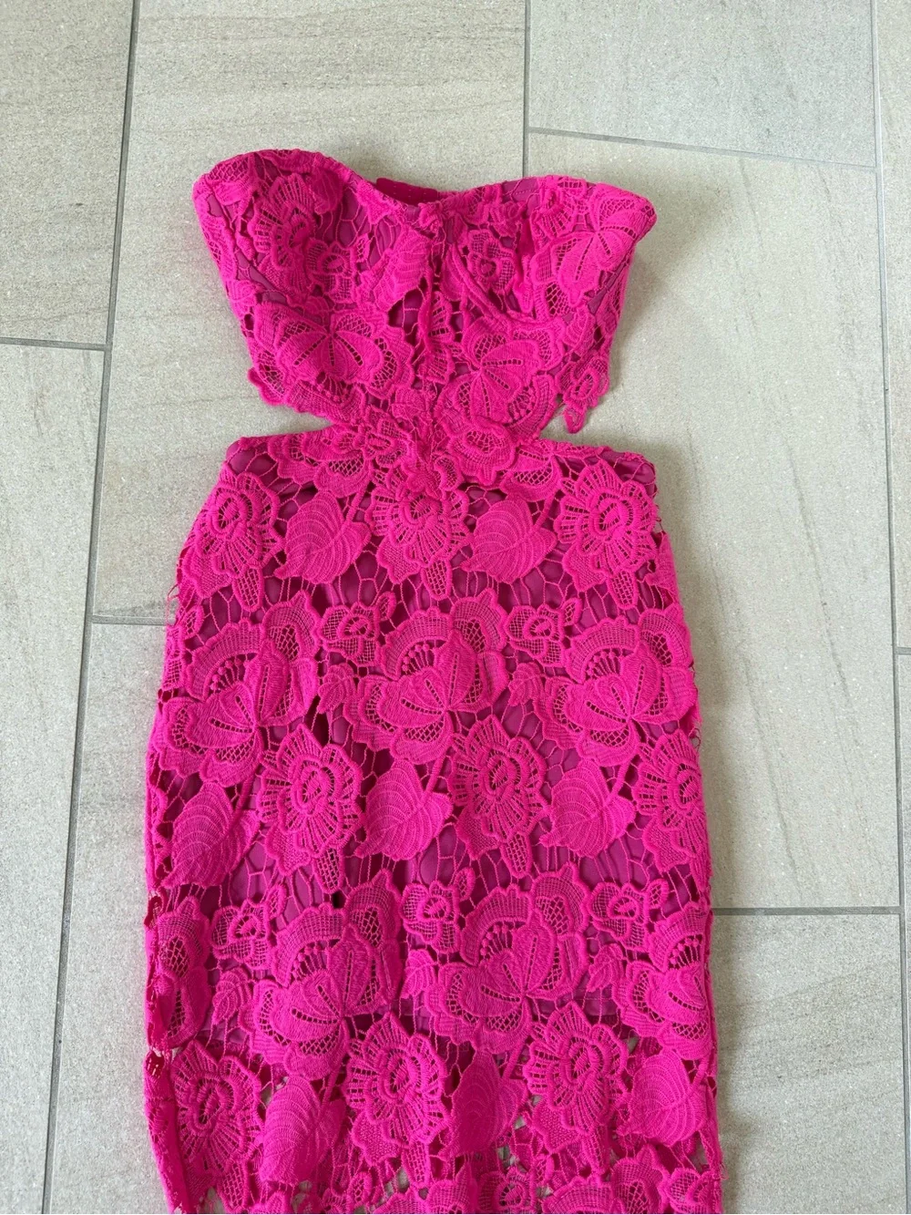 REVOLVE Strapless Fuchsia Lace Maxi Dress - Picture 6 of 8